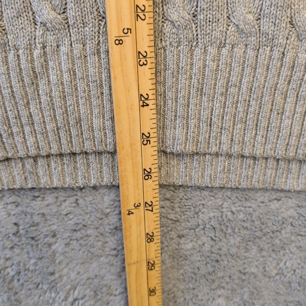 Polo Ralph Lauren Mens Sz XL Cable Knit V Neck Sweater 100% Tussah Silk Grey - Picture 3 of 7